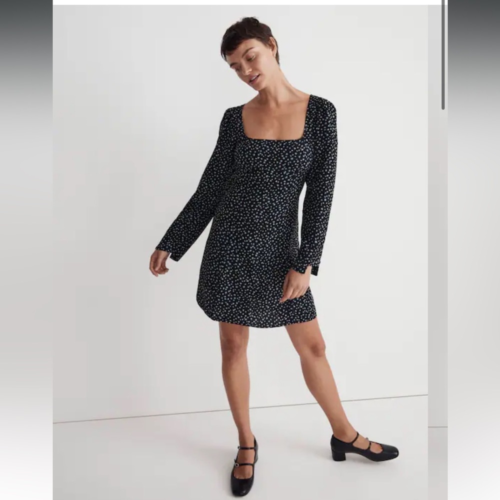 Madewell Seamed Long-Sleeve Mini Dress in Ditsy Floral